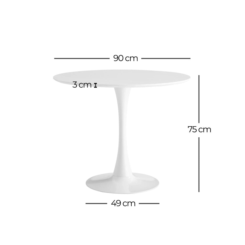 LÚZETE - TAVOLO SAN ANTONI Ø90 CM GAMBA BIANCA PIANO NERO