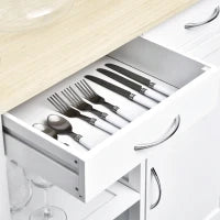 Carrello da Cucina Classico con Cassetti e Ruote in Legno Salvaspazio 89x40x84cm