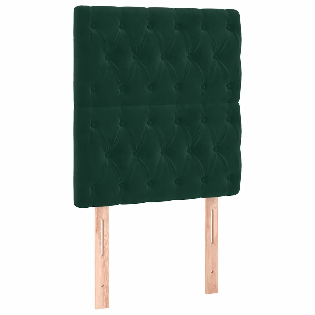 Letto a Molle con Materasso e LED Verde Scuro 90x190 cm Velluto