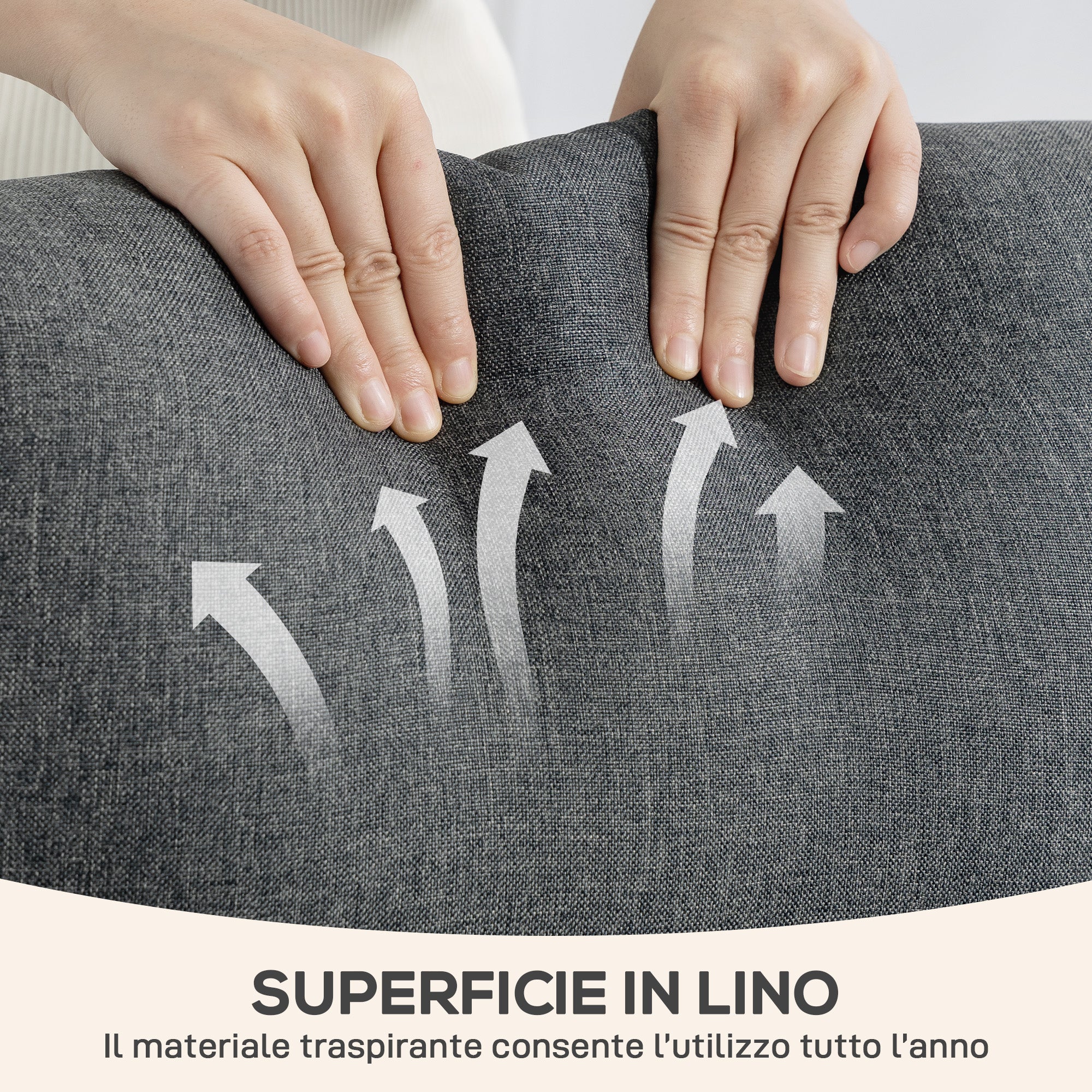 Poltrona Relax Imbottita 69x87x100,5 cm Reclinabile a 135° con Poggiapiedi in Tessuto Grigio