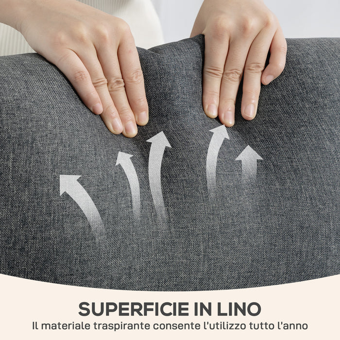 Poltrona Relax Imbottita 69x87x100,5 cm Reclinabile a 135° con Poggiapiedi in Tessuto Grigio