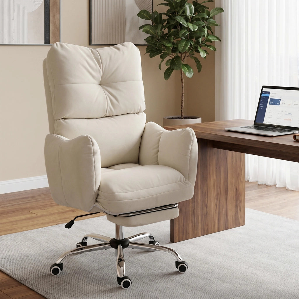 Sedia da ufficio ergonomica con poggiapiedi ¨C zephmum ¨C Schienale regolabile, tessuto flanella