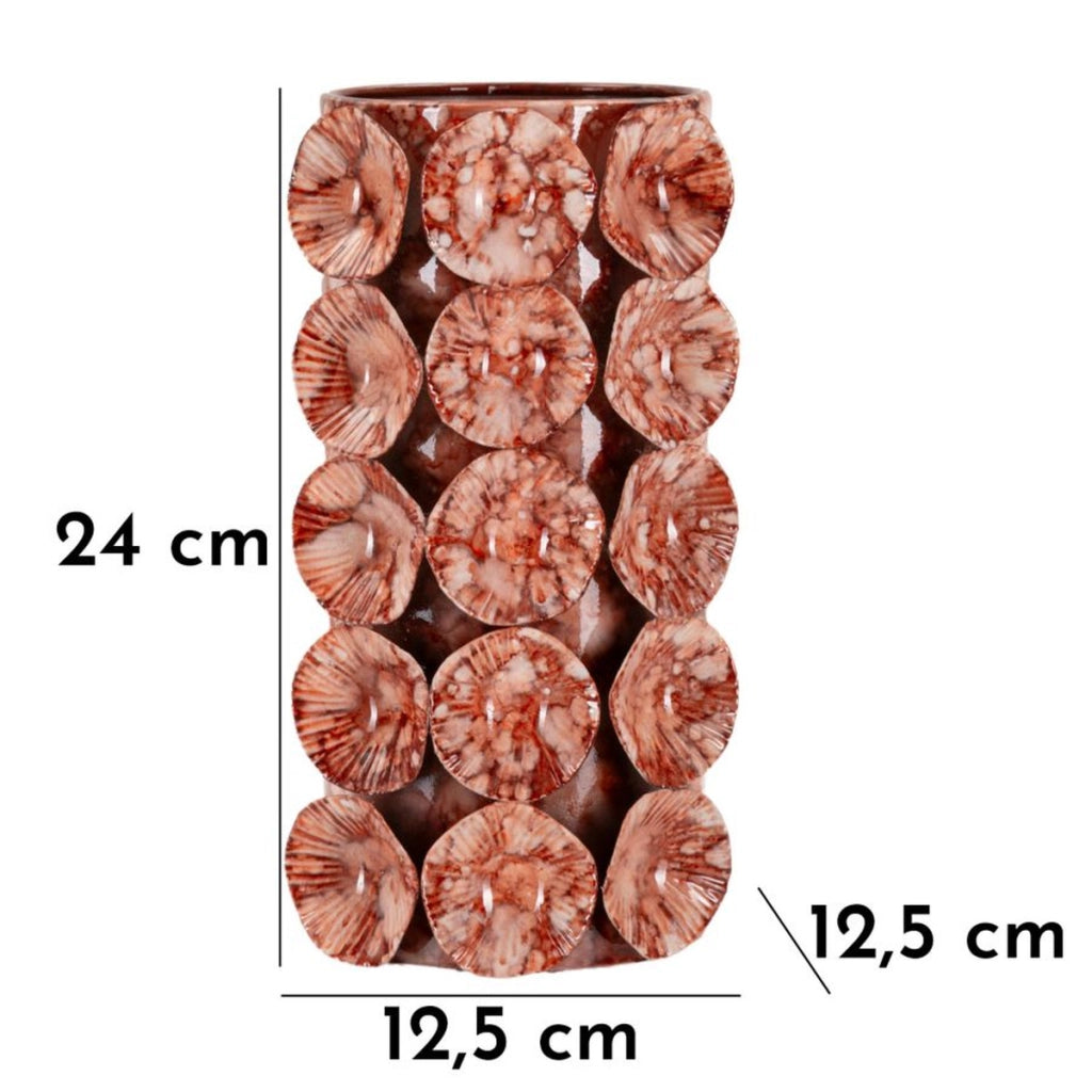 Vaso Decorativo VKH854, Rosso, Metallo, 12,5x12,5x24 cm