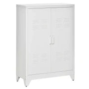 Armadio in Metallo con 2 Porte e 2 Ripiani Regolabili Mobile Multifunzione per Ufficio Salotto Camera da Letto 75x33x110cm Bianco