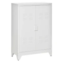 Armadio in Metallo con 2 Porte e 2 Ripiani Regolabili Mobile Multifunzione per Ufficio Salotto Camera da Letto 75x33x110cm Bianco