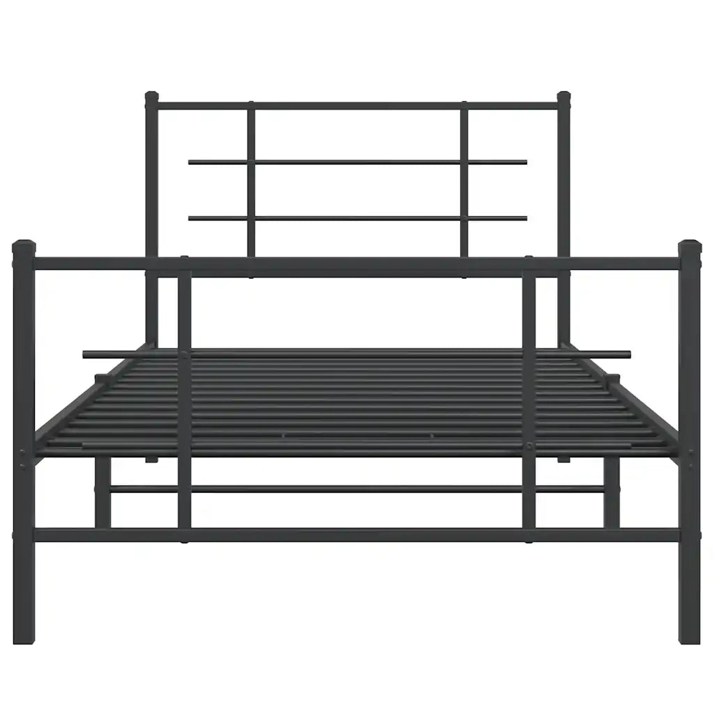 Giroletto con Testiera e Pediera Metallo Nero 100x200 cm