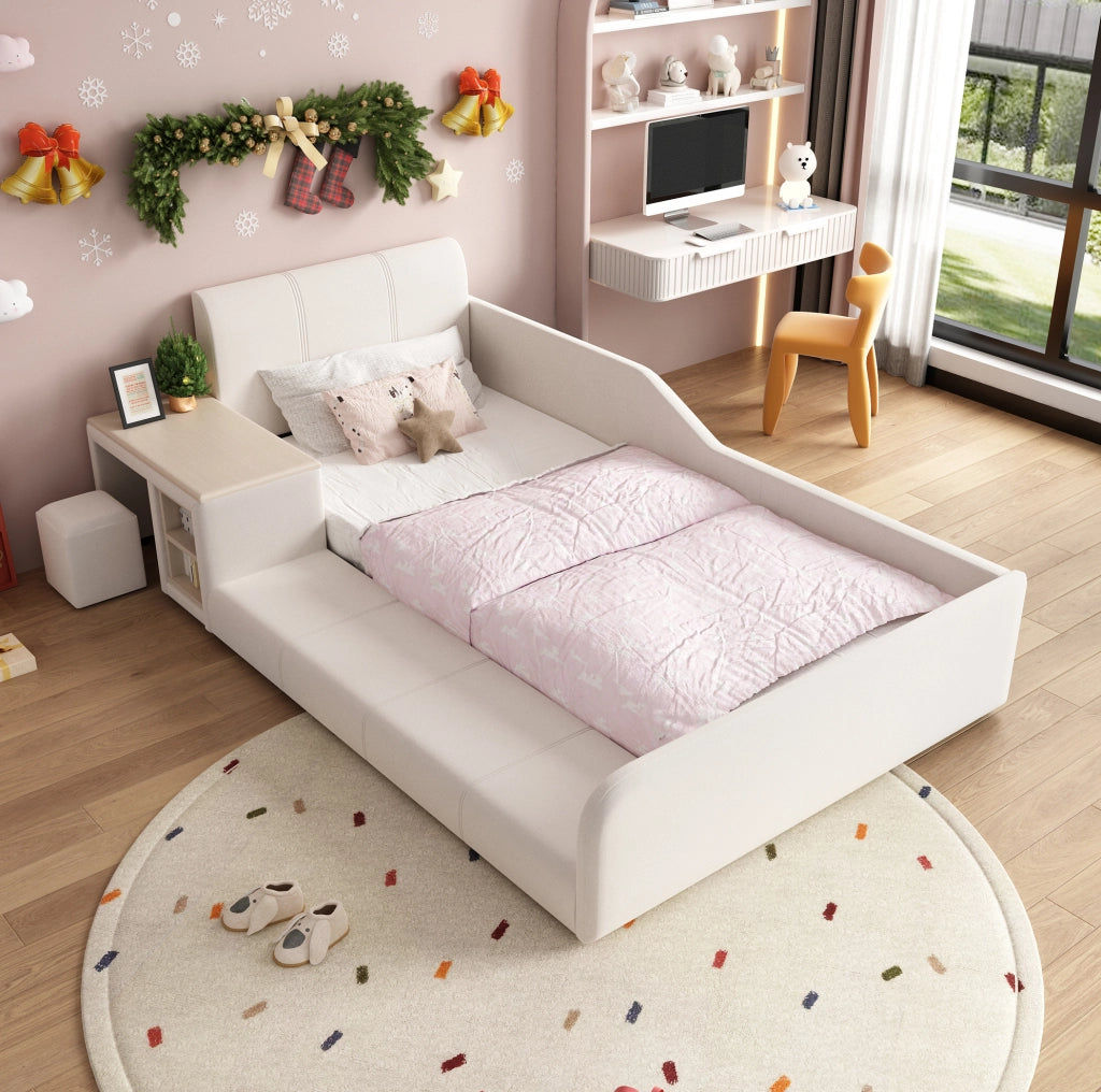 Letto singolo imbottito per bambini 90x200 cm con scrivania e sgabello