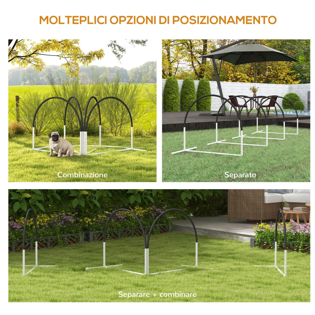Set per cani 4 pezzi con picchetti e borsa ¨C zephmum ¨C 89x69x99 cm, bianco e nero