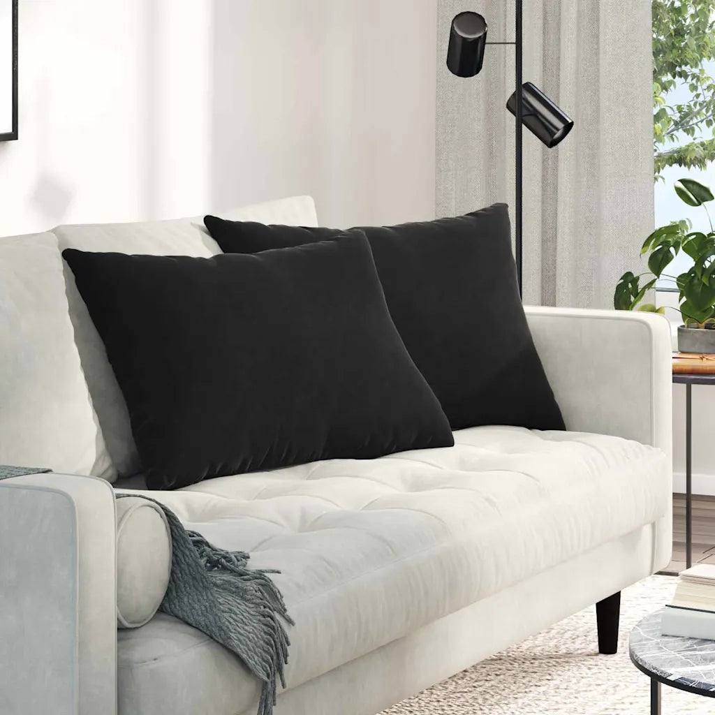 Cuscini da Divano 2 pcs Nero 70 x 50 cm Tessuto in Cords