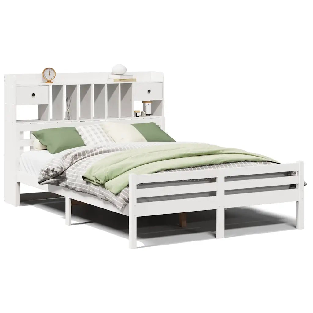 Letto Libreria senza Materasso Bianco 140x200 cm Legno di Pino 3322264