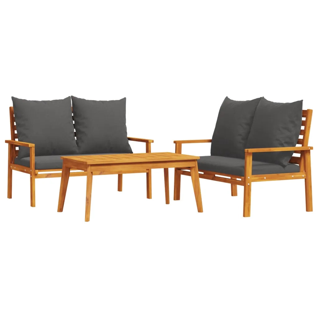 Set Mobili da Giardino 3pz con Cuscini Legno Massello di Acaciacod mxl 116096