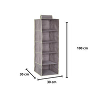 OWIJI Organizer Portaoggetti Appendere Armadio 5 Ripiani 100 x 30 x 30 cm Salvaspazio Divisori Interno Pieghevole Contenitore Vestiti Scarpe