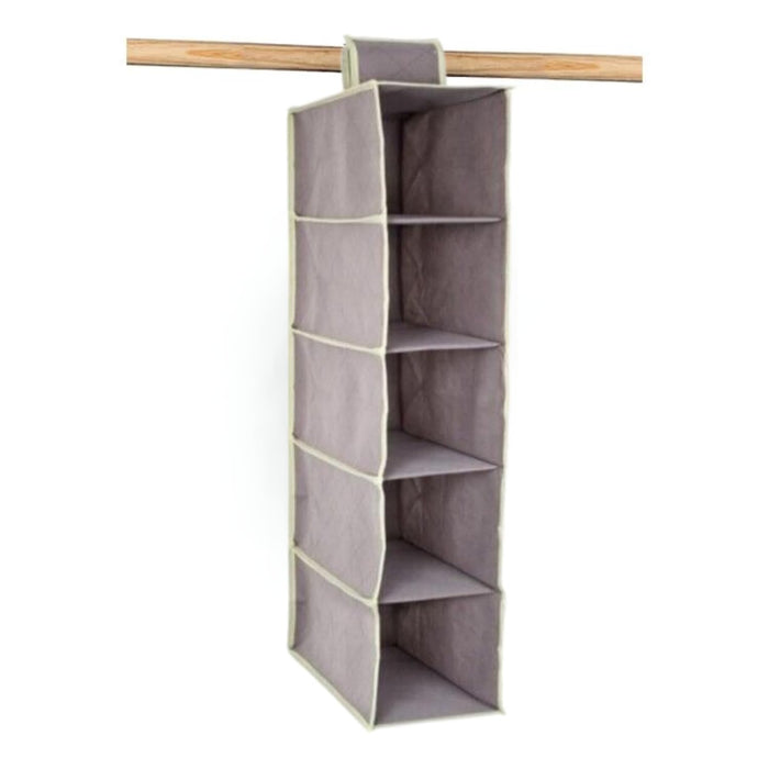 OWIJI Organizer Portaoggetti Appendere Armadio 5 Ripiani 70 x 15 x 30 cm Salvaspazio Divisori Interno Pieghevole Contenitore Vestiti Scarpe