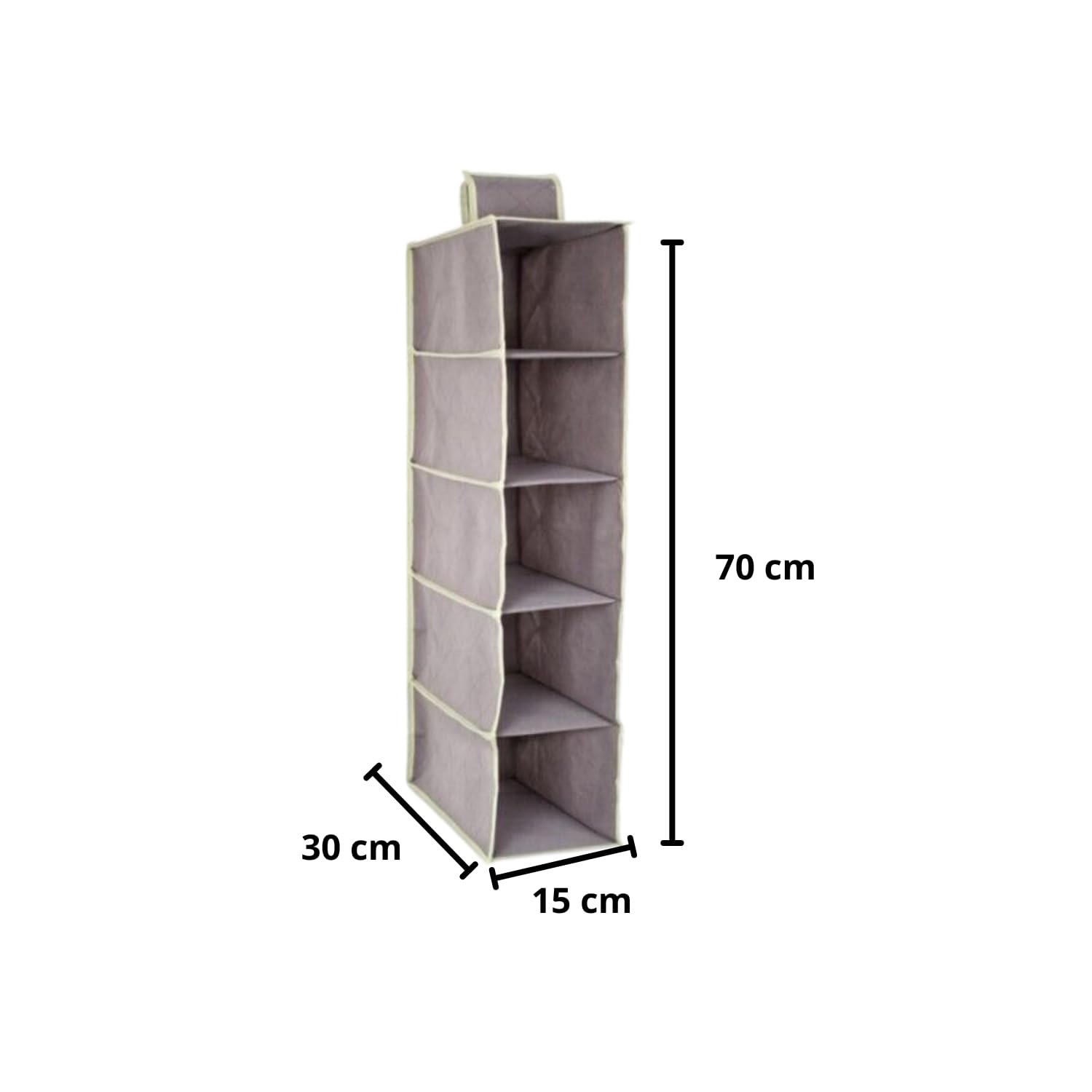 OWIJI Organizer Portaoggetti Appendere Armadio 5 Ripiani 70 x 15 x 30 cm Salvaspazio Divisori Interno Pieghevole Contenitore Vestiti Scarpe