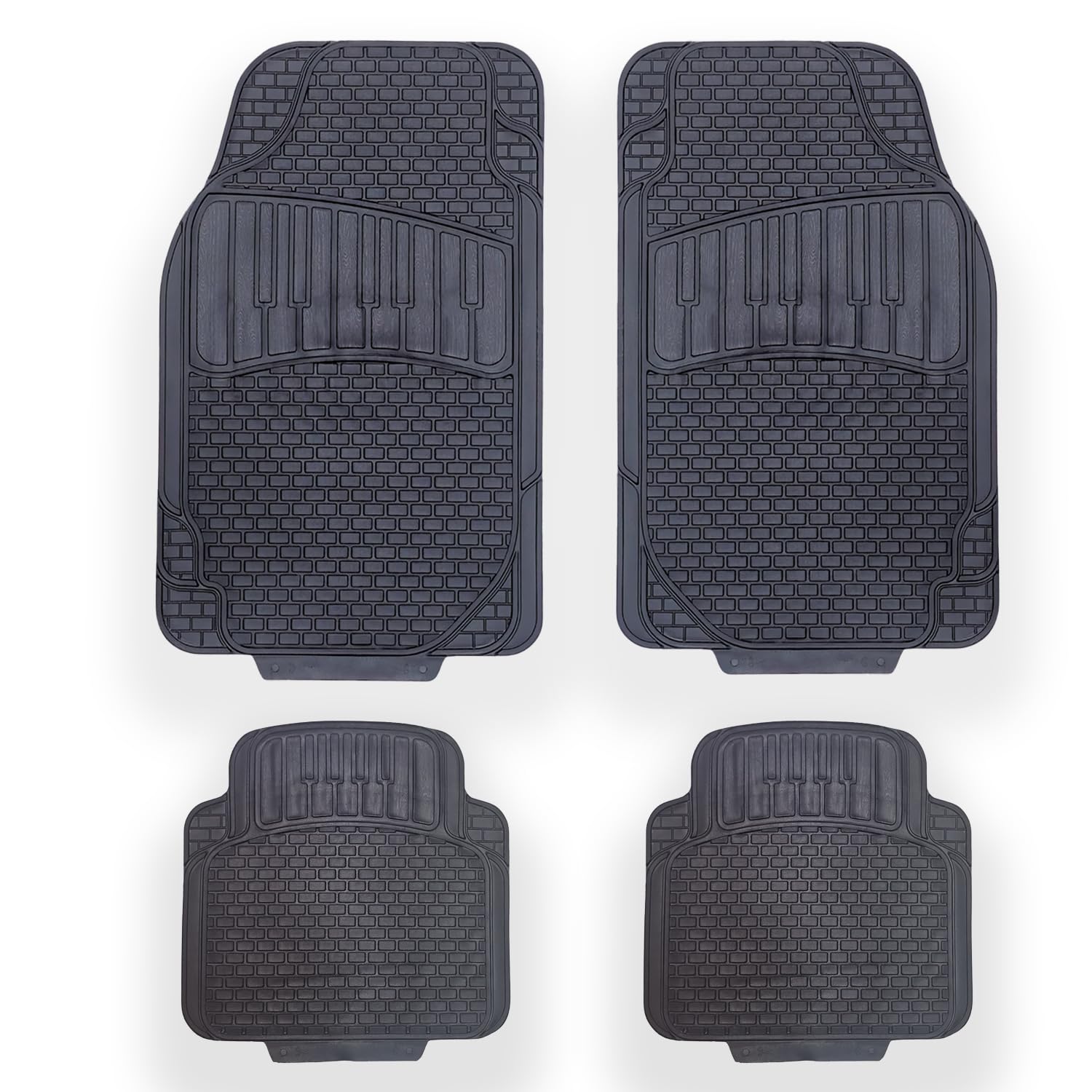 OWIJI Tappetini Auto Gomma Universali Set 4 Pezzi Antiscivolo Abitacolo Sagomabili PVC Plastica Impermeabile Ritagliabile Adattabile