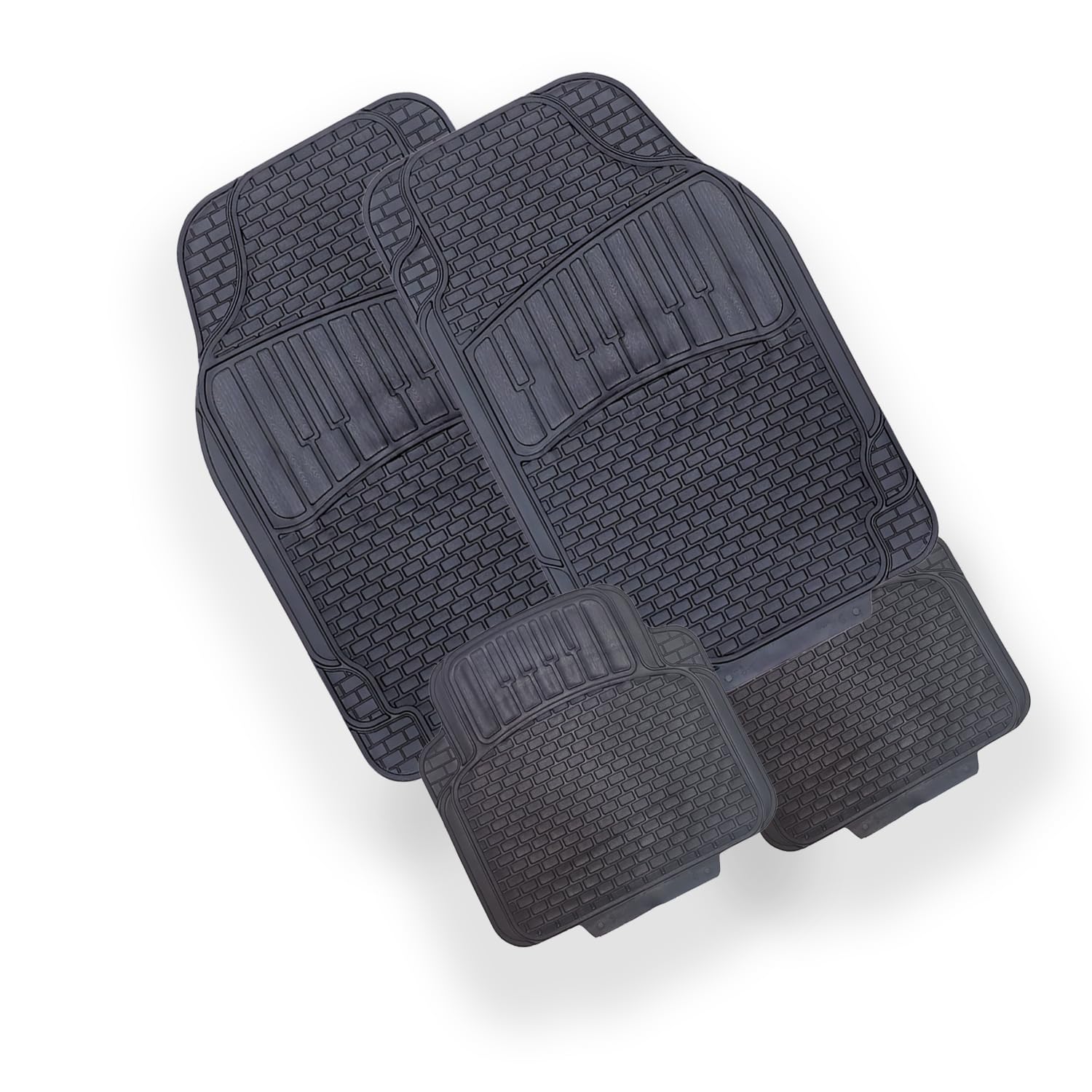 OWIJI Tappetini Auto Gomma Universali Set 4 Pezzi Antiscivolo Abitacolo Sagomabili PVC Plastica Impermeabile Ritagliabile Adattabile