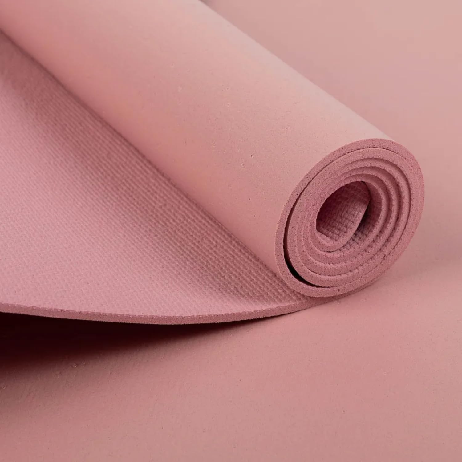 OWIJI Tappetino Yoga Pilates Aerobica Palestra Ginnastica Rosa PVC Antiscivolo Dimensioni 61 x 173 Spessore 0,5 mm Pieghevole Confortevole Casa Palestra Ufficio