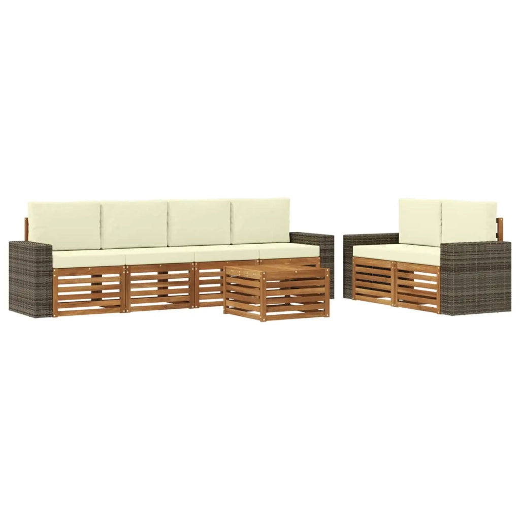 Set di divani da esterno 7 pz Naturale e Crema 3384066