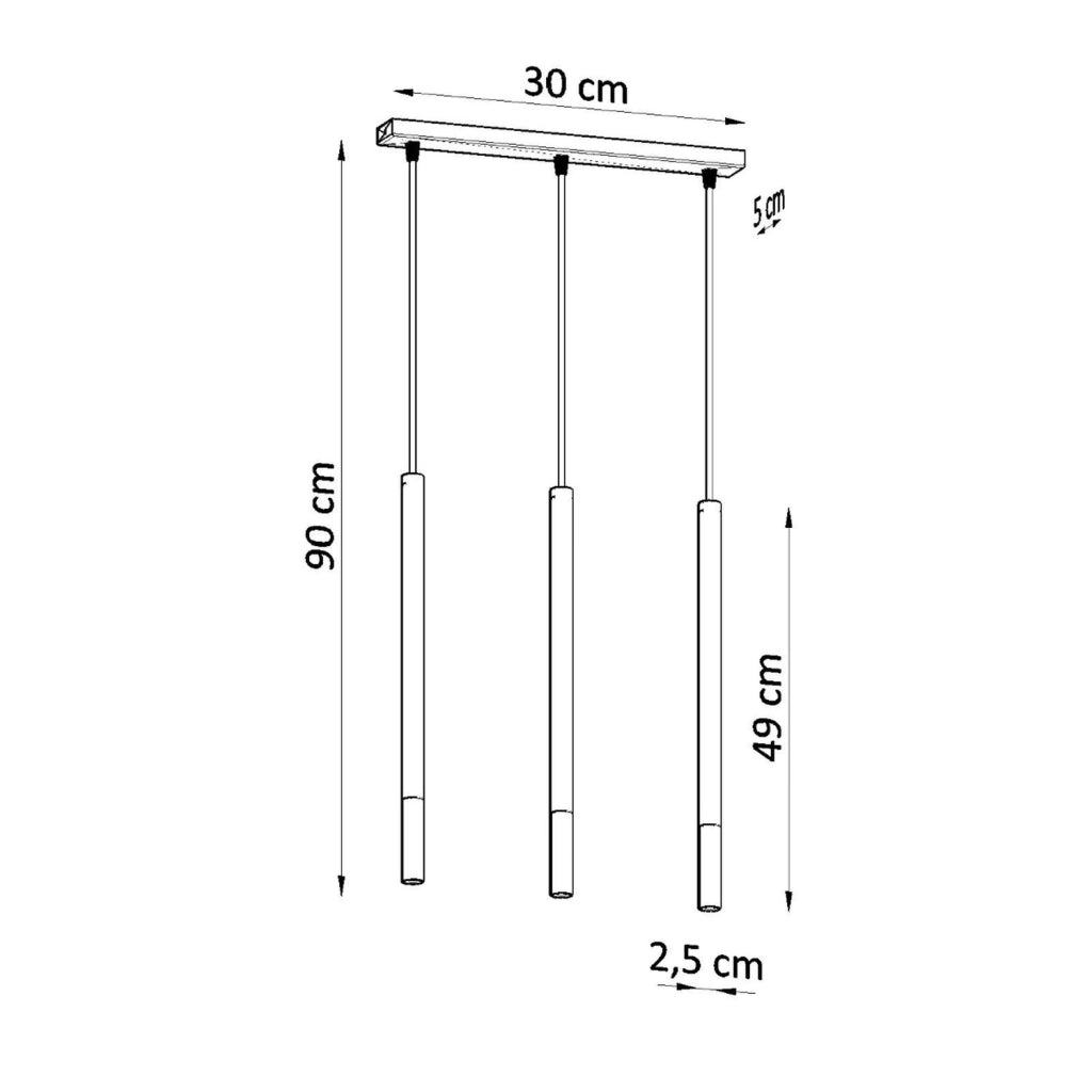 Lampada a sospensione Vitreo 3 luci nero/oro Pure Lume