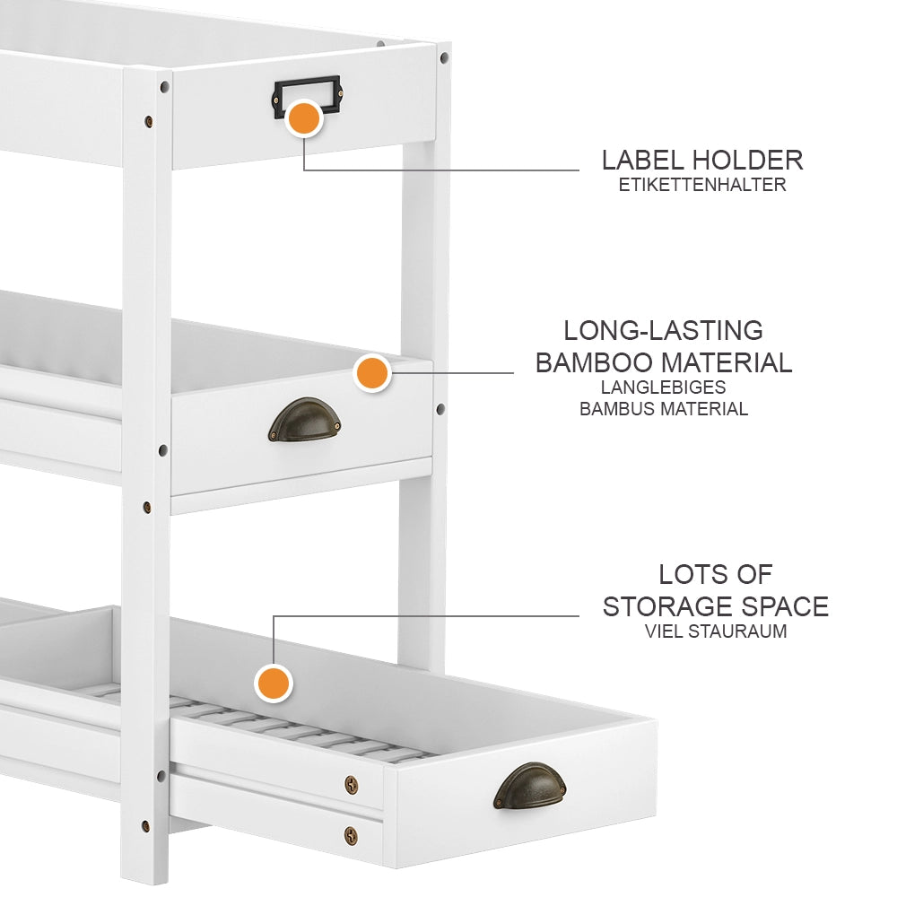 Vicco Scaffalatura di stoccaggio Bianco 33 x 66 cm con 3 ripiani