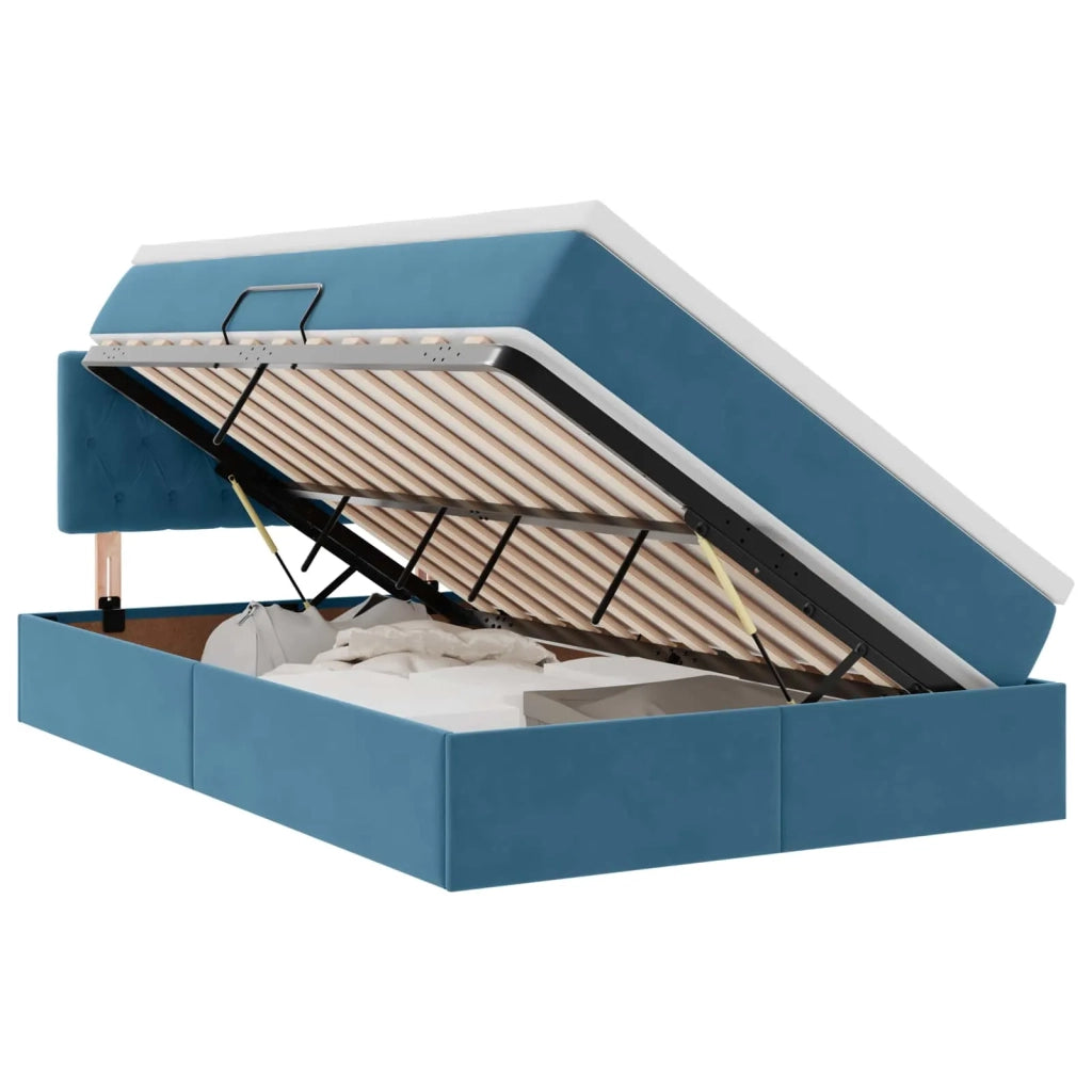 Letto con Contenitore Blu Scuro 120 x 200 cm Velluto 3370813