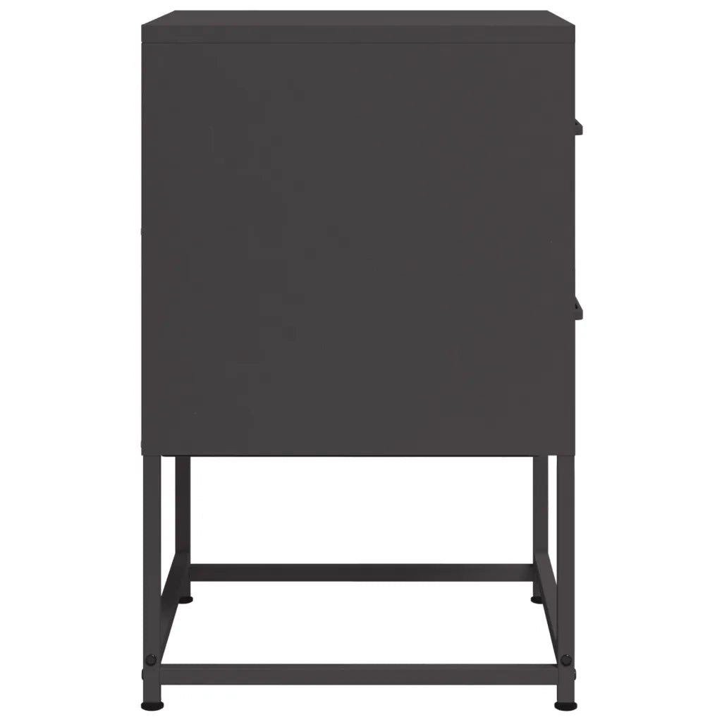 Set di 2 Comodini | Armadio da Notte | Mobiletto da notte Neri 36x39x60,5 cm in Acciaio