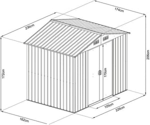 Casetta Box da Giardino in Metallo Lamiera Zincata Tetto a 2 Falde