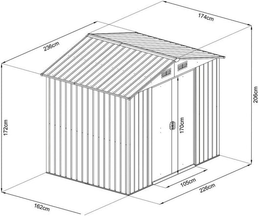 Casetta Box da Giardino in Metallo Lamiera Zincata Tetto a 2 Falde