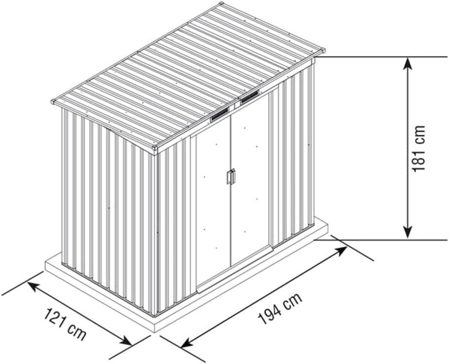 Casetta Box da Giardino in Metallo Lamiera Zincata Tetto a 1 Falda