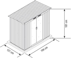 Casetta Box da Giardino in Metallo Lamiera Zincata Tetto a 1 Falda