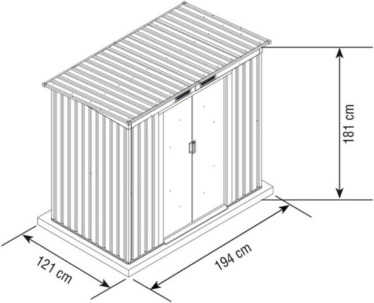 Casetta Box da Giardino in Metallo Lamiera Zincata Tetto a 1 Falda