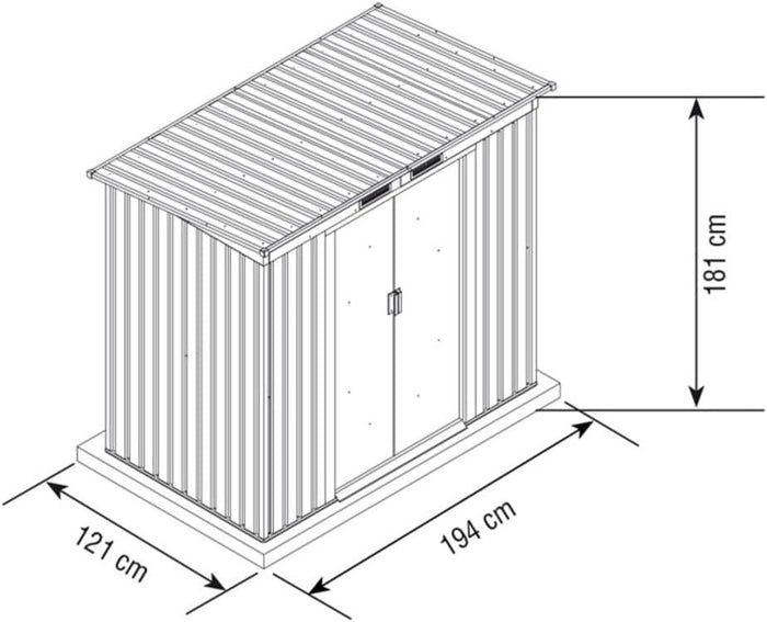 Casetta Box da Giardino in Metallo Lamiera Zincata Tetto a 1 Falda