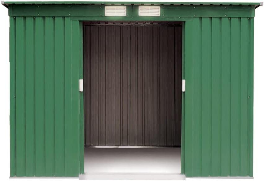 Casetta Box da Giardino in Metallo Lamiera Zincata Tetto a 1 Falda