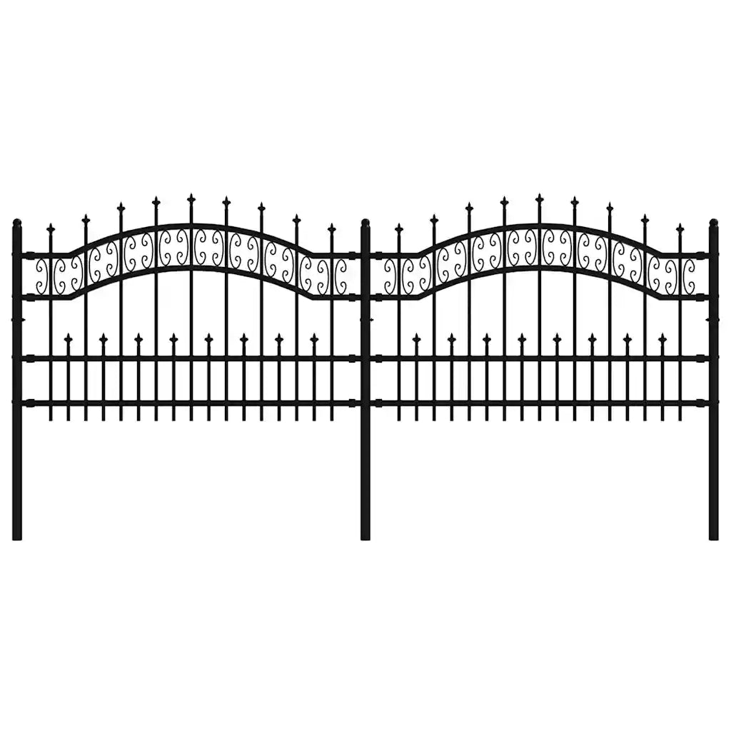 Recinzione da Giardino Kampen con Punta a Lancia Nera 240x75 cm in Acciaio 151084