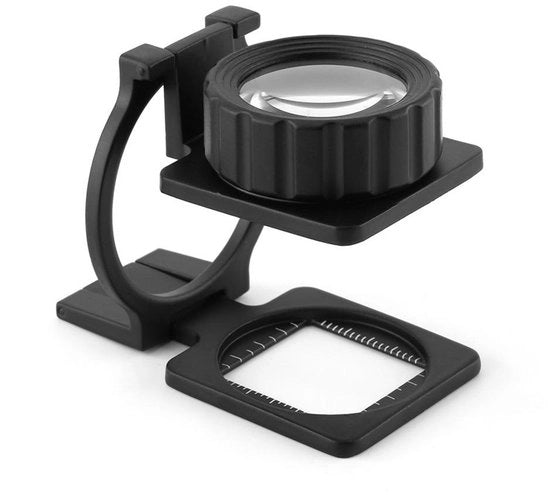 Verglasso 15x di precisione - Portatile - Ripiegabile - di alta qualità - con griglia di reticolo - con scala di misura - ottica di ingrandimento