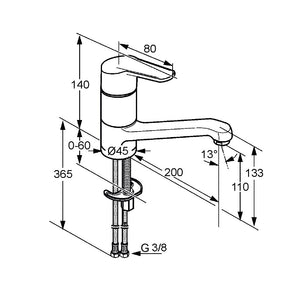 Rubinetto per lavello con bocca girevole serie project - kludi, rak, cromato