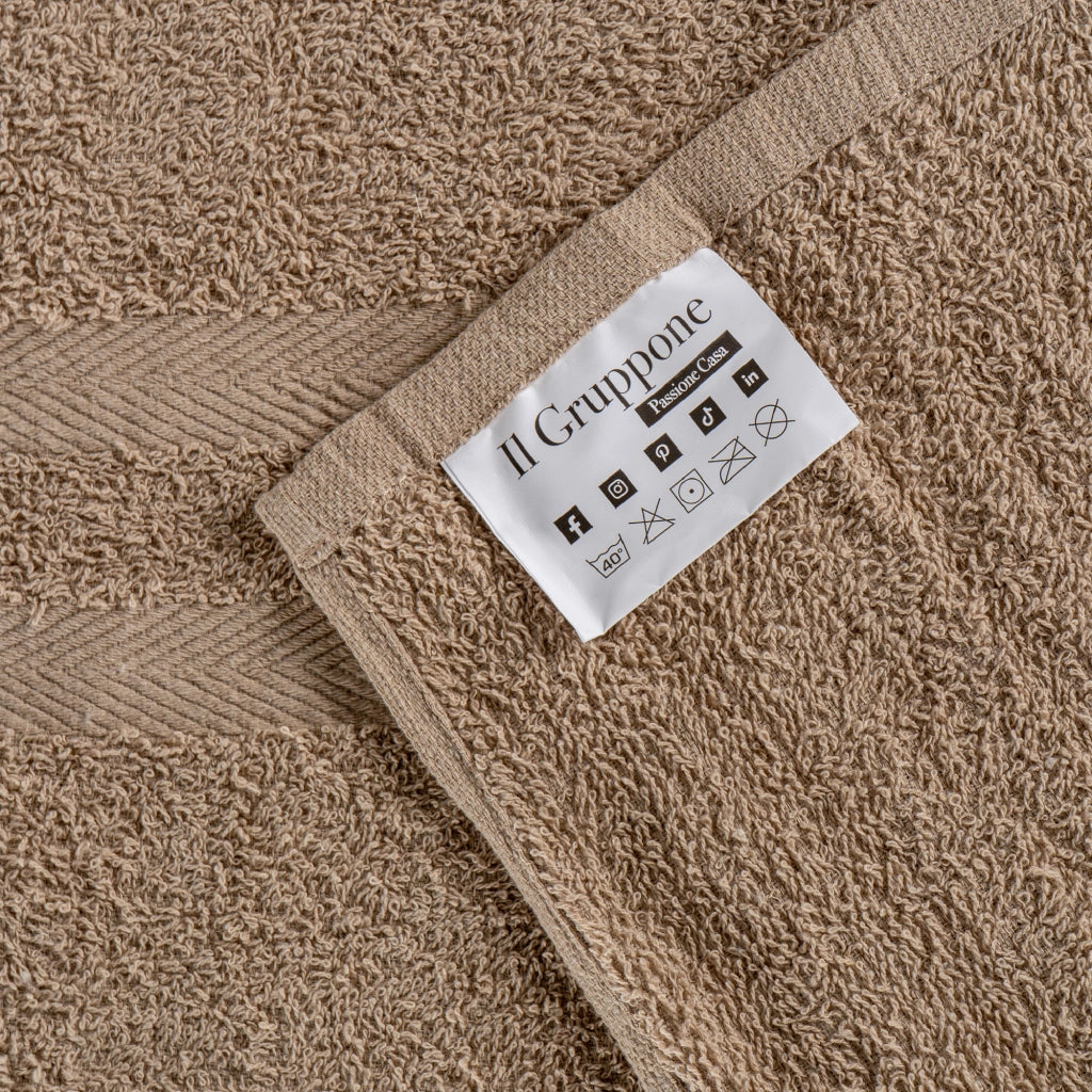 Set Asciugamani Bagno 6 Pezzi in Spugna di Cotone 400 g/m², 2 Teli 70x140 cm, 2 Asciugamani 50x90 cm e 2 Ospiti 30x50 cm, Morbidi e Assorbenti Tortora