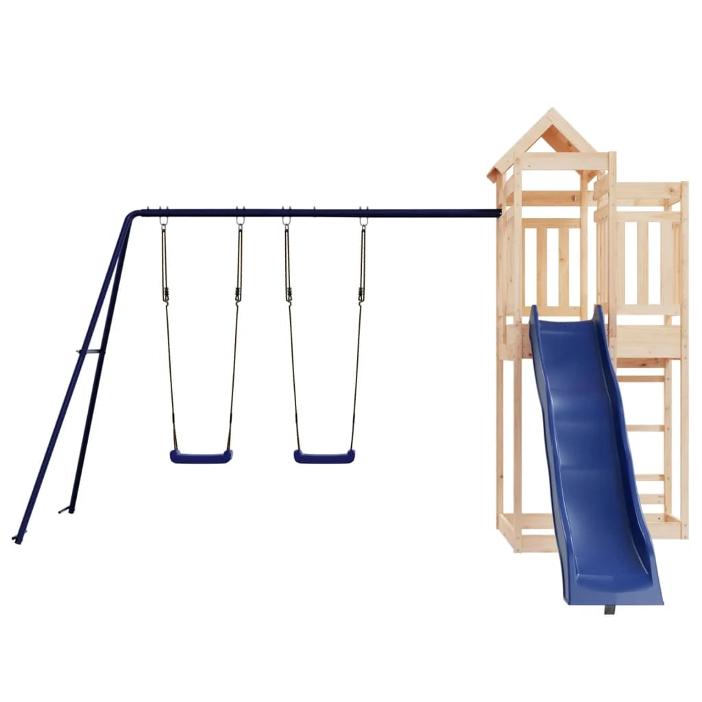 Altalene per parco giochi all'aperto scivolo altalene robuste giochi da giardino 362 x 373 x 238 cm legno di pino massiccio 02_0004664