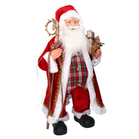 Babbo natale in tessuto rosso con bastone cm xh80