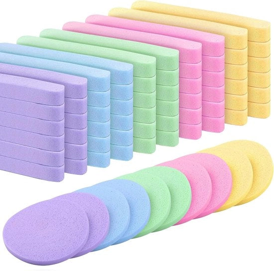 Sponze per la pelle - 60 pezzi - Sponze per la pelle compressate per il viso - Strumenti per il trucco - Spa - Peeling - Sponze per il lavaggio