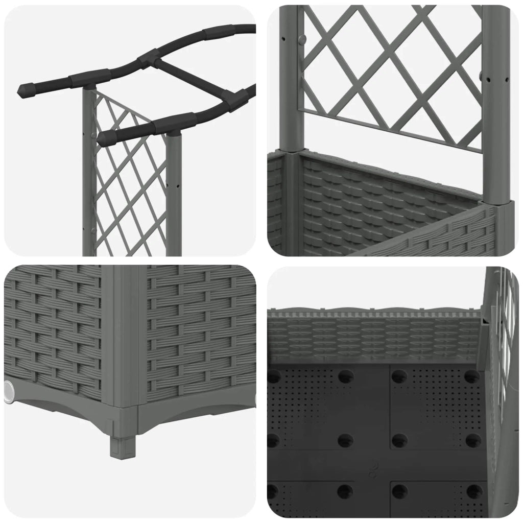 Letto Rialzato con Griglia e Tetto Grigio chiaro PP 42032576