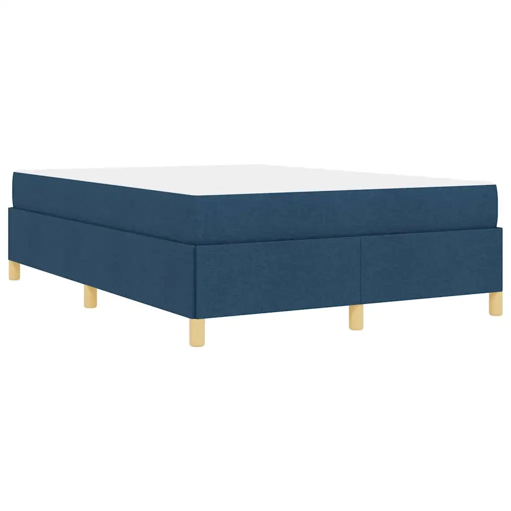 vidaXL Letto a molle Blu e Blu Marino e Bianco 140 x 200 cm Tessuto