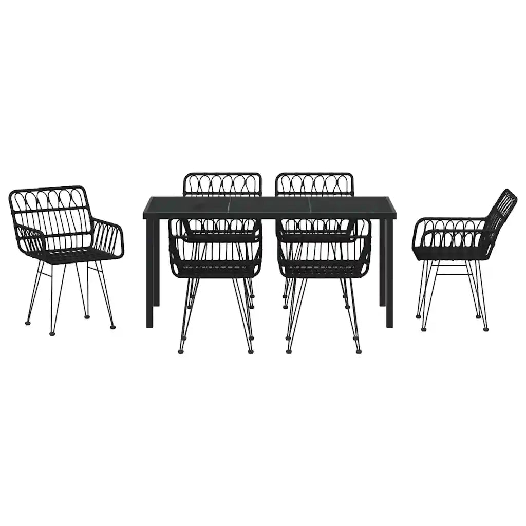 Set da Pranzo per Giardino 7 pcs Nero