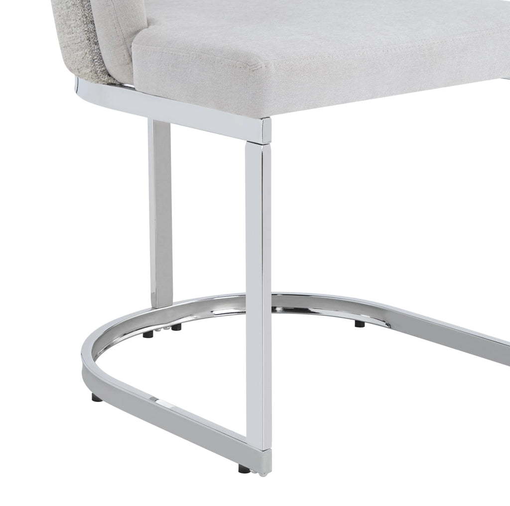 Set di 2 sedie da pranzo in tessuto Chenille grigio con gambe argentate