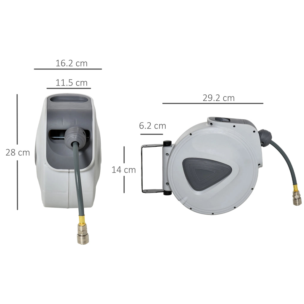 EasyComfort Avvolgitubo Automatico 10m + 90cm con Attacco Φ1/4'', Montaggio a Parete e Ruotabile di 180°, Grigio