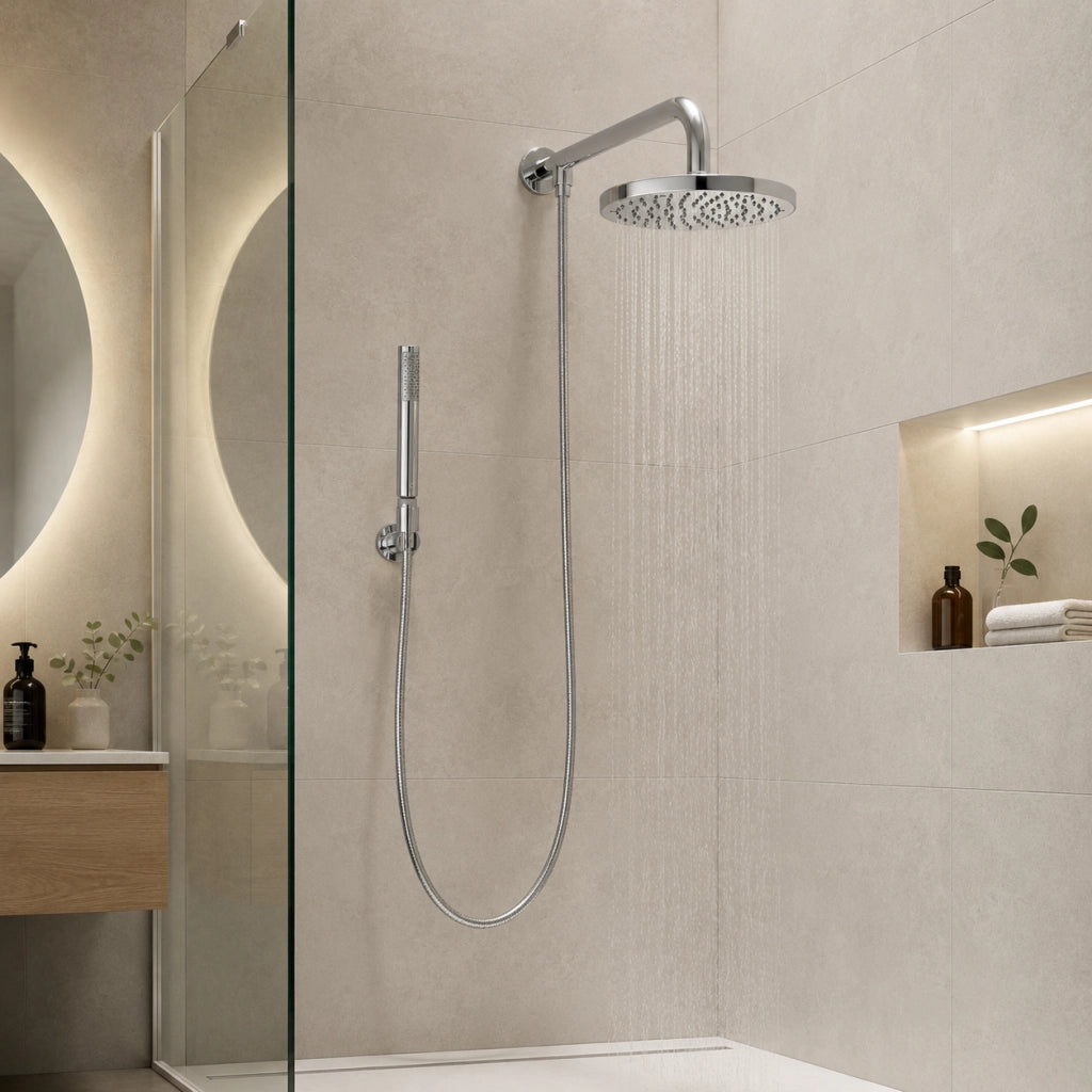 Braccio Doccia Con Soffione E Doccetta Zoe Renovation Bossini Ottone Cromato