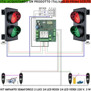Semaforo Parcheggio Garage Kit 2 Semafori Orientabili IP65 24 Led Rossi e 24 Led Verdi Centrale Funzioni Gestite da 2 Fotocellule Tempi Regolabili da 8 a 120.Alimentazione 230 V 3W Traffico Condominio