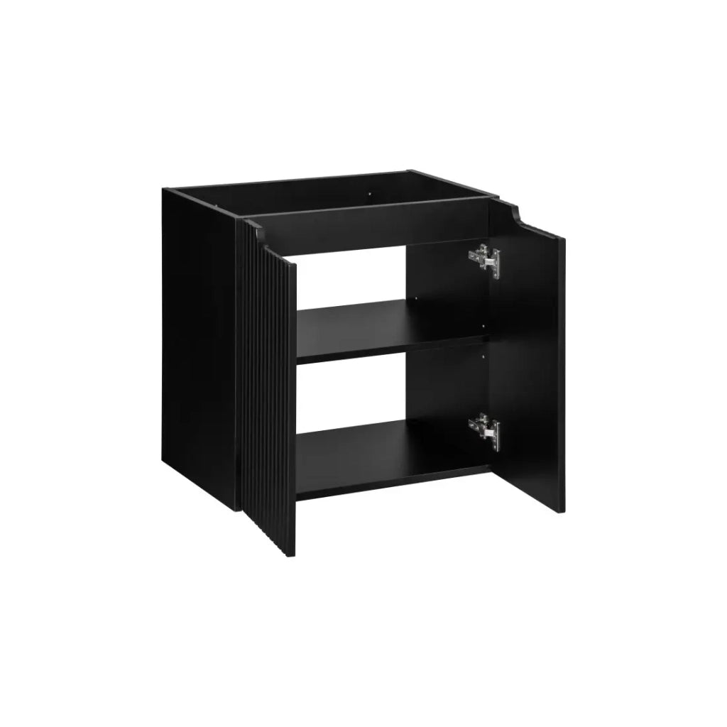 Mobile sottolavabo da bagno VANO – 2 porte – Nero opaco – L60 × P39 × H57 cm – Da appendere