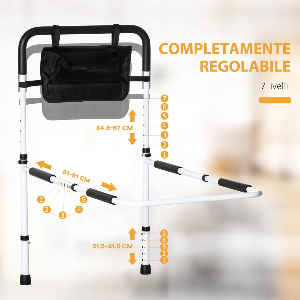Maniglia per Letto Regolabile ¨C Zephmum ¨C Acciaio Bianco