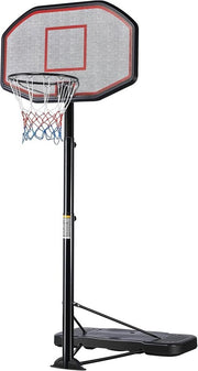 Palo da Basket per Esterno - Anello da Basket con Standard - Palo da Basket per Bambini - Palo da Basket Regolabile - 218 a 306 cm - Rosso